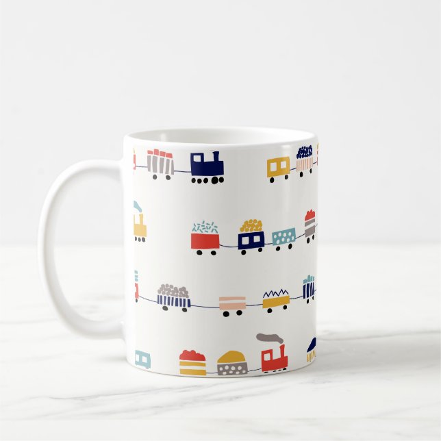 Seamless pattern with cute colour trains coffee mug (Left)