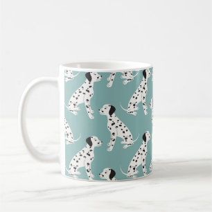 Seamless pattern with cute dalmatian coffee mug