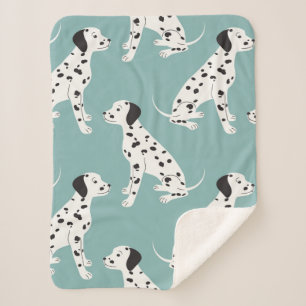 Seamless pattern with cute dalmatian sherpa blanket