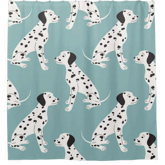 Seamless pattern with cute dalmatian shower curtain (Front)