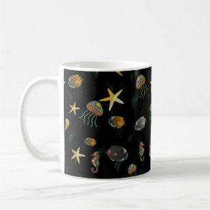 Seamless pattern with cute decorative fishes coffee mug