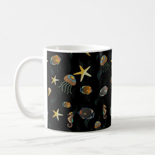 Seamless pattern with cute decorative fishes coffee mug (Left)