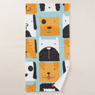 Seamless pattern with cute dogs. bath towel
