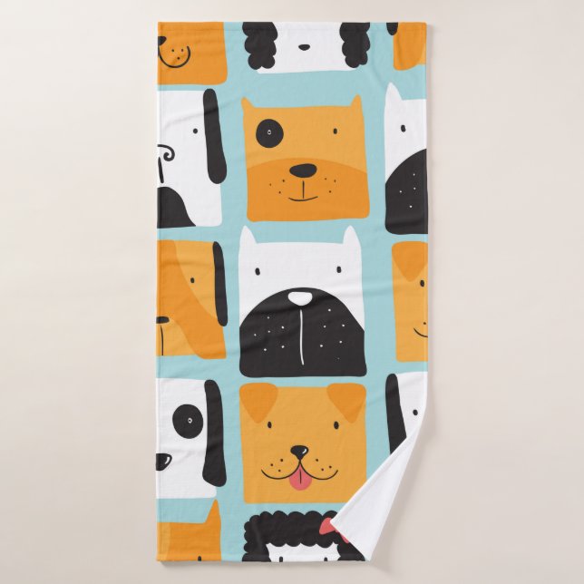 Seamless pattern with cute dogs.  bath towel (Bath Towel)