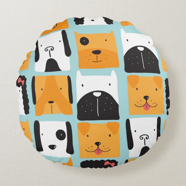 Seamless pattern with cute dogs.  round cushion (Front)