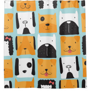 Seamless pattern with cute dogs. shower curtain