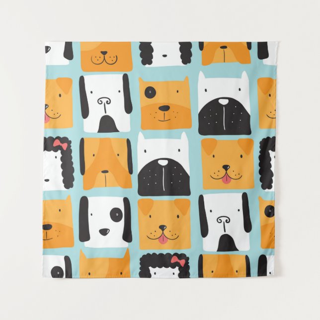 Seamless pattern with cute dogs.  tapestry (Front)