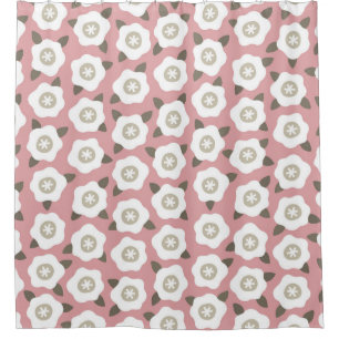 Seamless pattern with cute flowers on pink backgro shower curtain