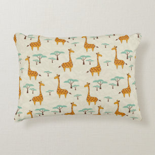 Seamless pattern with cute giraffes and trees, Vin Decorative Cushion
