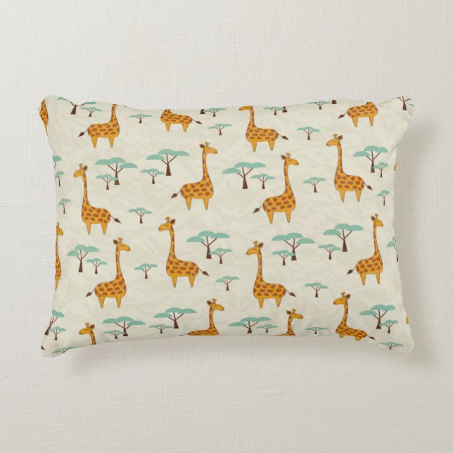 Seamless pattern with cute giraffes and trees, Vin Decorative Cushion (Front)