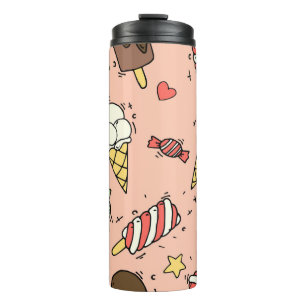 Seamless pattern with cute ice cream and lollipops thermal tumbler