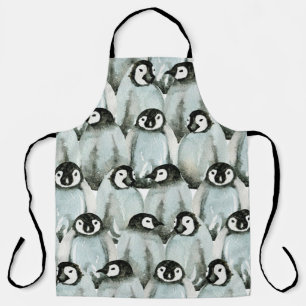 Seamless pattern with cute penguins apron