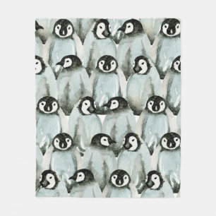 Seamless pattern with cute penguins fleece blanket