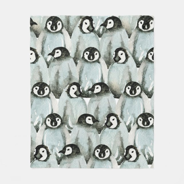 Seamless pattern with cute penguins fleece blanket (Front)