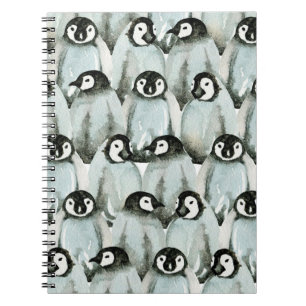 Seamless pattern with cute penguins notebook