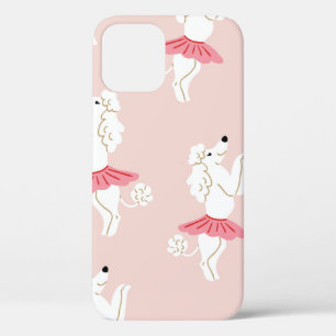 Seamless pattern with cute poodle dogs in cute bal iPhone 12 case
