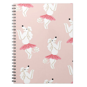 Seamless pattern with cute poodle dogs in cute bal notebook