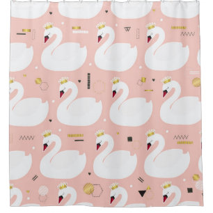 Seamless pattern with cute white swans. All elemen Shower Curtain