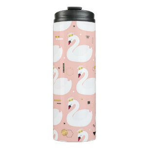 Seamless pattern with cute white swans. All elemen Thermal Tumbler