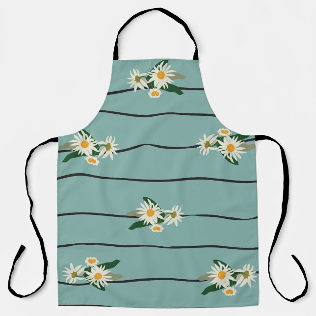 Seamless pattern with daisy and stripes apron (Front)