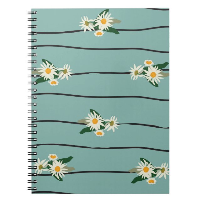 Seamless pattern with daisy and stripes notebook (Front)