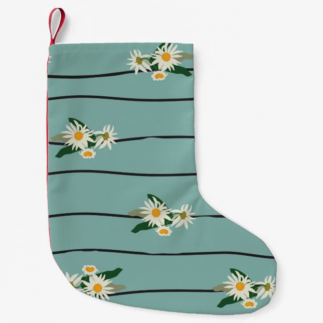 Seamless pattern with daisy and stripes small christmas stocking (Front)