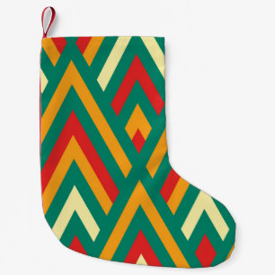 Seamless pattern with decorative geometric and abs small christmas stocking