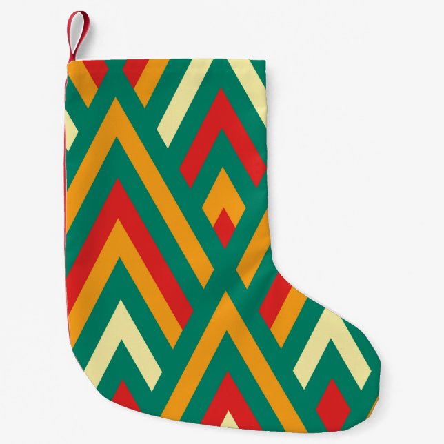 Seamless pattern with decorative geometric and abs small christmas stocking (Front)