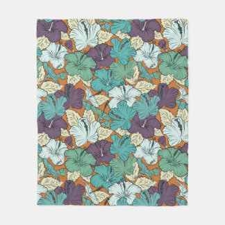 Seamless pattern with decorative summer hibiscus f fleece blanket