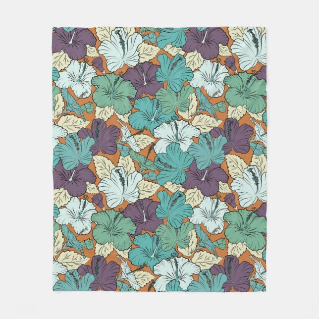 Seamless pattern with decorative summer hibiscus f fleece blanket (Front)