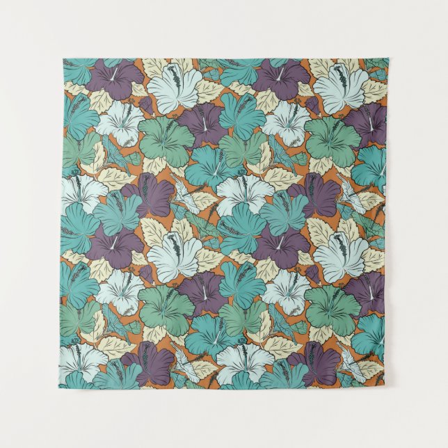 Seamless pattern with decorative summer hibiscus f tapestry (Front)