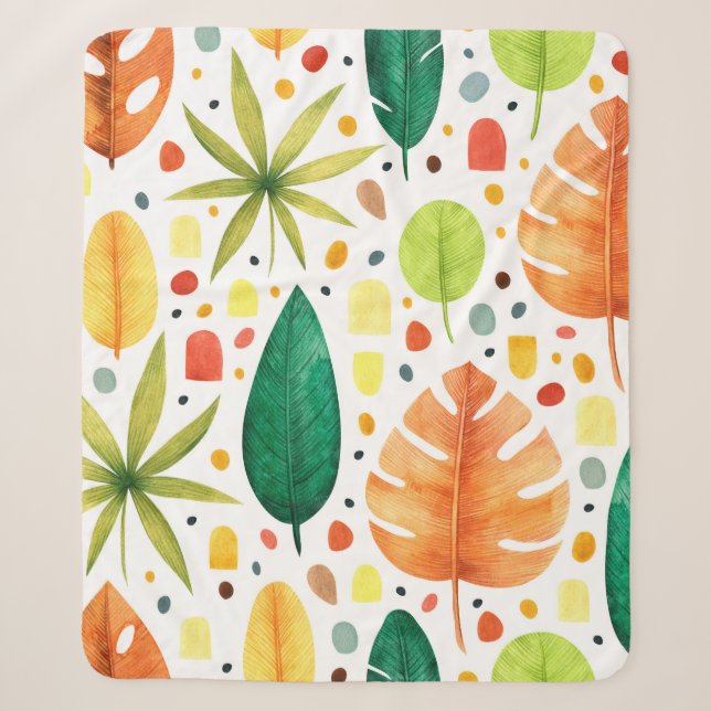 Seamless pattern with decorative tropical plants.  sherpa blanket (Front)