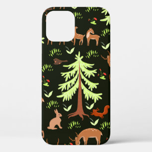 Seamless pattern with deers in the forest. iPhone 12 case