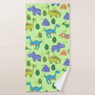 Seamless pattern with different cute dinosaurs, mo bath towel
