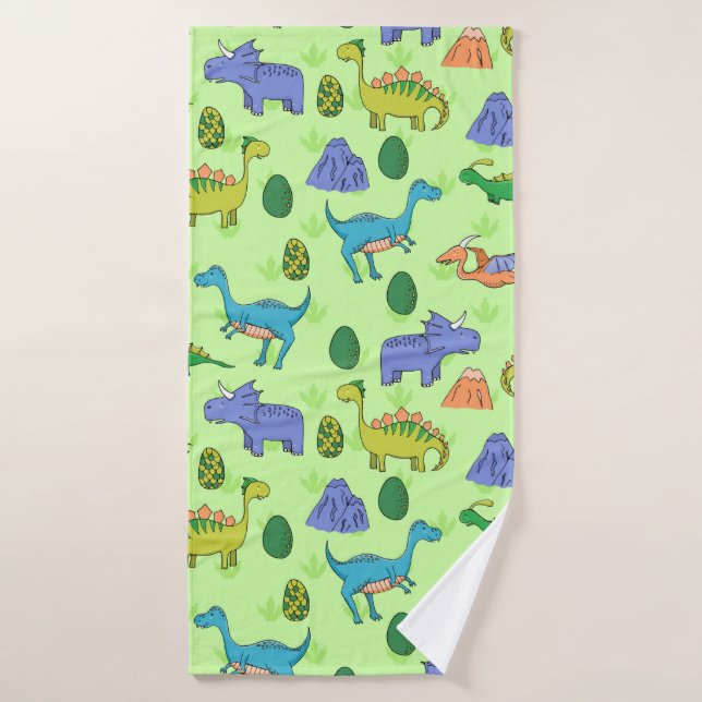 Seamless pattern with different cute dinosaurs, mo bath towel (Bath Towel)