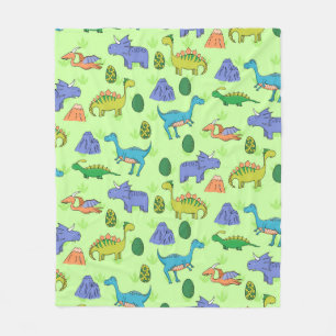 Seamless pattern with different cute dinosaurs, mo fleece blanket