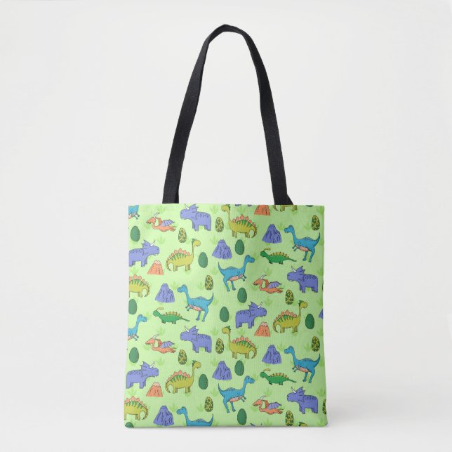 Seamless pattern with different cute dinosaurs, mo tote bag (Front)