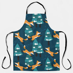 Seamless pattern with different cute foxes. apron