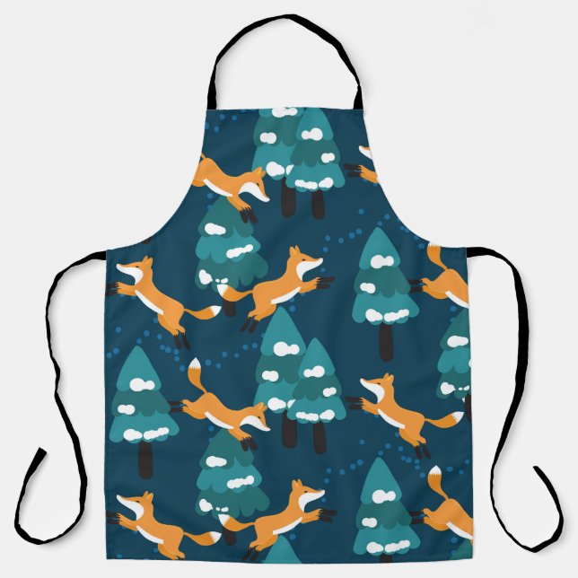 Seamless pattern with different cute foxes. apron (Front)