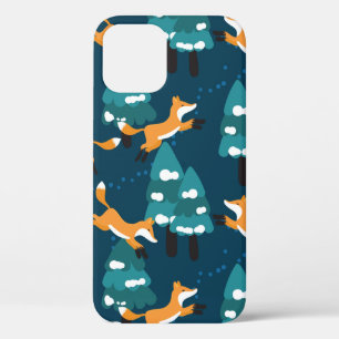 Seamless pattern with different cute foxes. iPhone 12 case