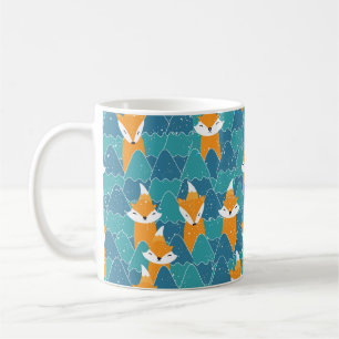Seamless pattern with different cute foxes. coffee mug