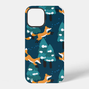 Seamless pattern with different cute foxes. iPhone 12 case