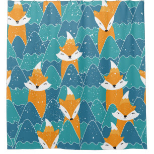 Seamless pattern with different cute foxes. shower curtain