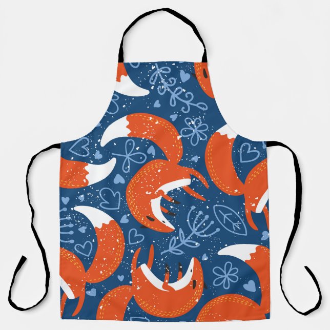 Seamless pattern with different cute foxes. Vintag Apron (Front)