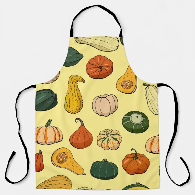 Seamless pattern with different hand drawn squashe apron (Front)