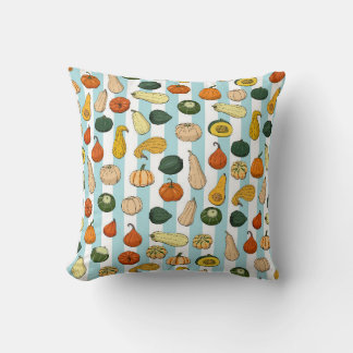 Seamless pattern with different hand drawn squashe cushion