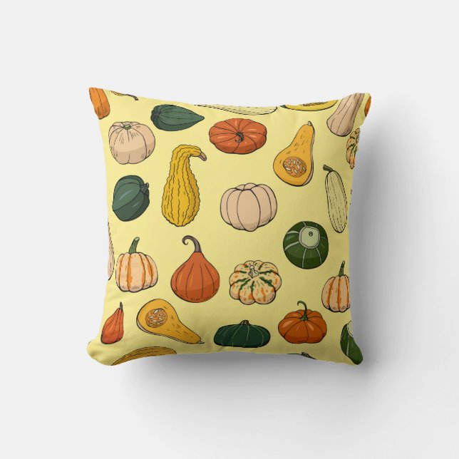 Seamless pattern with different hand drawn squashe cushion (Front)