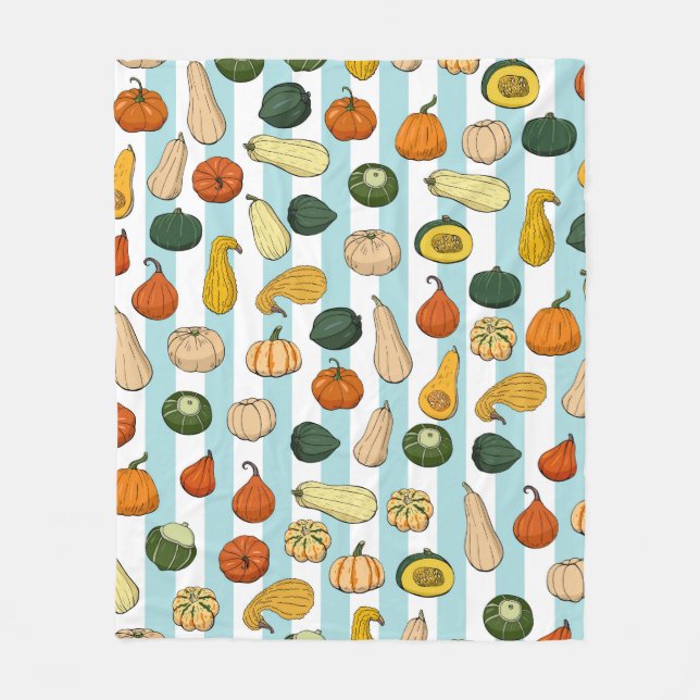 Seamless pattern with different hand drawn squashe fleece blanket (Front)