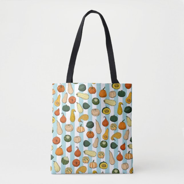 Seamless pattern with different hand drawn squashe tote bag (Front)