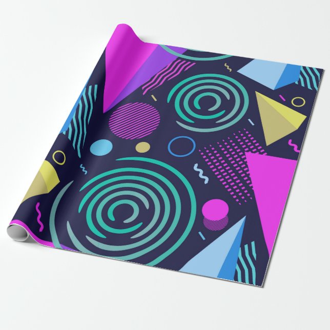 Seamless pattern with different kinds of geometric wrapping paper (Unrolled)